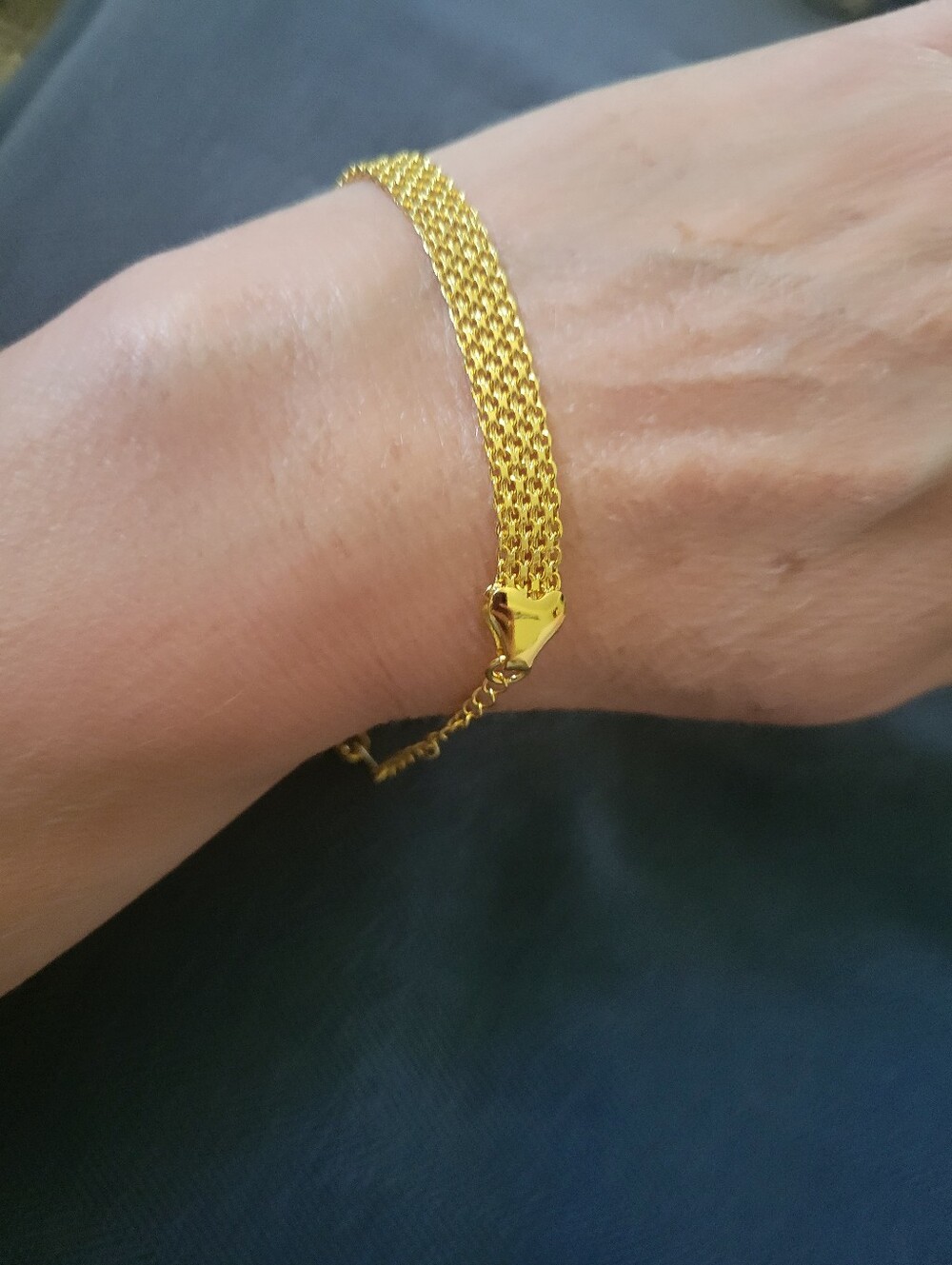 Gold Mesh Link Bracelet - Women's Elegant Chain Bracelet